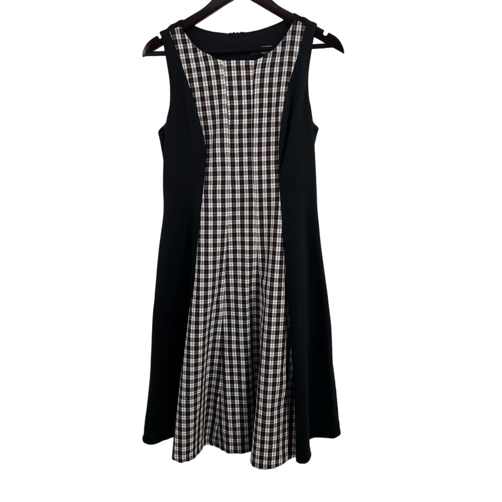 Eva Franco Plaid Inlay A Line Sleeveless Dress Size 10 New